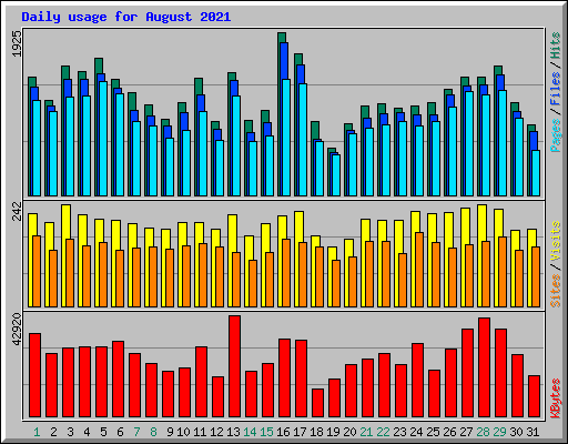 Daily usage for August 2021