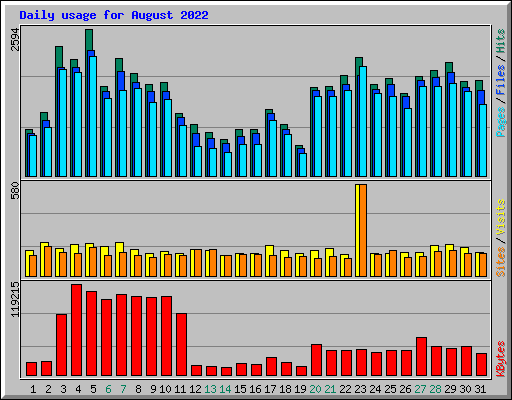 Daily usage for August 2022