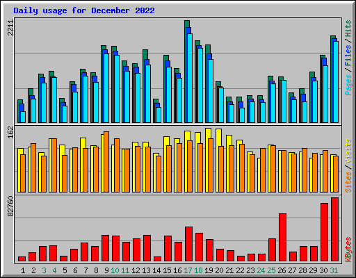 Daily usage for December 2022