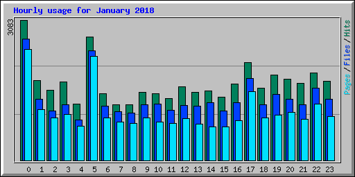 Hourly usage for January 2018